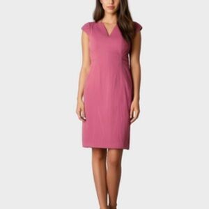 Ivy + Blu Pink Pencil V-Neck Cap Sleeve Dress